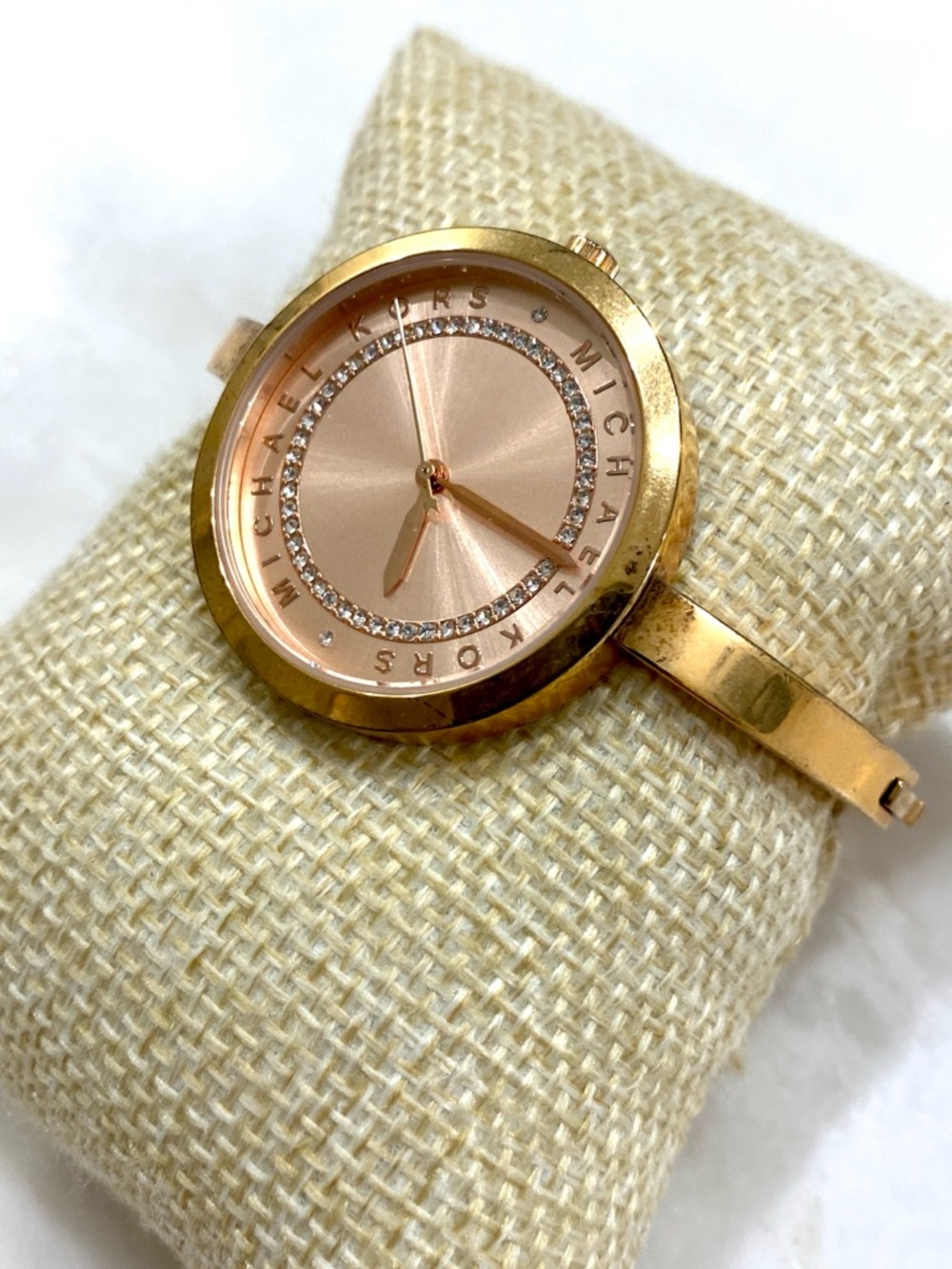 Michael Kors Rose Gold Bangle Watch with Crystal Accent